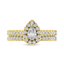 Load image into Gallery viewer, Diamond Classic Shank Single Halo Bridal Ring 1 ct tw Pear Cut in 14K Yellow Gold