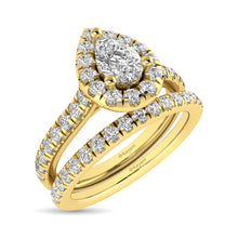 Load image into Gallery viewer, Diamond Classic Shank Single Halo Bridal Ring 1 ct tw Pear Cut in 14K Yellow Gold