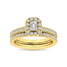 Load image into Gallery viewer, Diamond Classic Shank Single Halo Bridal Ring 1 ct tw Emerald Cut in 14K Yellow Gold