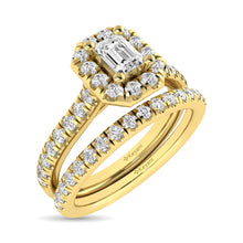 Load image into Gallery viewer, Diamond Classic Shank Single Halo Bridal Ring 1 ct tw Emerald Cut in 14K Yellow Gold