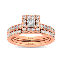 Load image into Gallery viewer, Diamond Classic Shank Single Halo Bridal Ring 1 ct tw Princess Cut in 14K Rose Gold