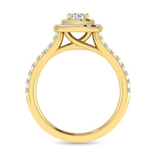 Cargar imagen en el visor de la galería, Diamond Classic Shank Double Halo Bridal Ring 1 ct tw Round Cut in 14K Yellow Gold