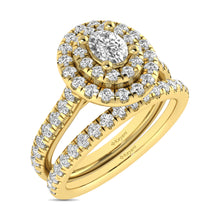 Load image into Gallery viewer, Diamond Classic Shank Double Halo Bridal Ring 1 ct tw Oval Cut in 14K Yellow Gold