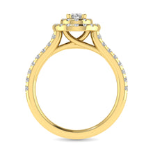 Cargar imagen en el visor de la galería, Diamond Classic Shank Double Halo Bridal Ring 1 ct tw Oval Cut in 14K Yellow Gold