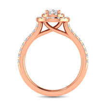 Cargar imagen en el visor de la galería, Diamond Classic Shank Double Halo Bridal Ring 1 ct tw Pear Cut in 14K Rose Gold