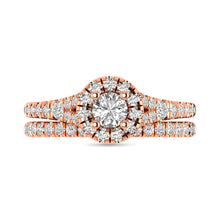 Cargar imagen en el visor de la galería, Diamond  Split Shank Single Halo Bridal Ring 1 ct tw Round Cut in 14K Rose Gold