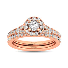 Cargar imagen en el visor de la galería, Diamond  Split Shank Single Halo Bridal Ring 1 ct tw Round Cut in 14K Rose Gold