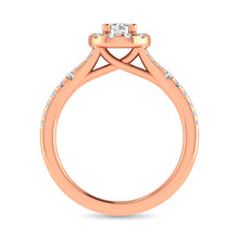 Cargar imagen en el visor de la galería, Diamond  Split Shank Single Halo Bridal Ring 1 ct tw Round Cut in 14K Rose Gold