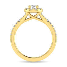 Cargar imagen en el visor de la galería, Diamond  Split Shank Single Halo Bridal Ring 1 ct tw Round Cut in 14K Yellow Gold