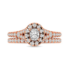 Cargar imagen en el visor de la galería, Diamond  Split Shank Single Halo Bridal Ring 1 ct tw Oval Cut in 14K Rose Gold