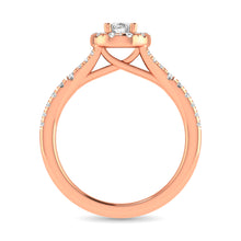 Cargar imagen en el visor de la galería, Diamond  Split Shank Single Halo Bridal Ring 1 ct tw Oval Cut in 14K Rose Gold