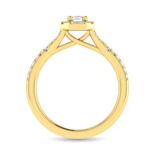 Load image into Gallery viewer, Diamond  Split Shank Single Halo Bridal Ring 1 ct tw Emerald Cut in 14K Yellow Gold