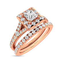 Load image into Gallery viewer, Diamond  Split Shank Single Halo Bridal Ring 1 ct tw Princess Cut in 14K Rose Gold