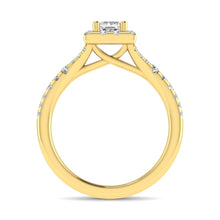 Cargar imagen en el visor de la galería, Diamond  Split Shank Single Halo Bridal Ring 1 ct tw Princess Cut in 14K Yellow Gold