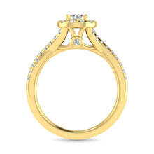 Cargar imagen en el visor de la galería, Diamond  Twist Shank Single Halo Bridal Ring 1 ct tw Round Cut in 14K Yellow Gold