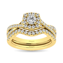 Load image into Gallery viewer, Diamond  Twist Shank Single Halo Bridal Ring 1 ct tw Round Cut in 14K Yellow Gold