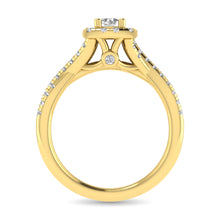 Cargar imagen en el visor de la galería, Diamond  Twist Shank Single Halo Bridal Ring 1 ct tw Round Cut in 14K Yellow Gold