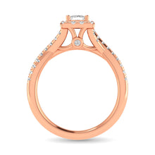 Cargar imagen en el visor de la galería, Diamond  Twist Shank Single Halo Bridal Ring 1 ct tw Princess Cut in 14K Rose Gold