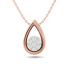 Cargar imagen en el visor de la galería, Diamond Tear Shape Pendant 1/10 ct tw Round Cut in 10K Rose Gold