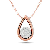 Diamond Tear Shape Pendant 1/10 ct tw Round Cut in 10K Rose Gold