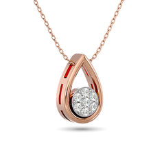 Cargar imagen en el visor de la galería, Diamond Tear Shape Pendant 1/10 ct tw Round Cut in 10K Rose Gold