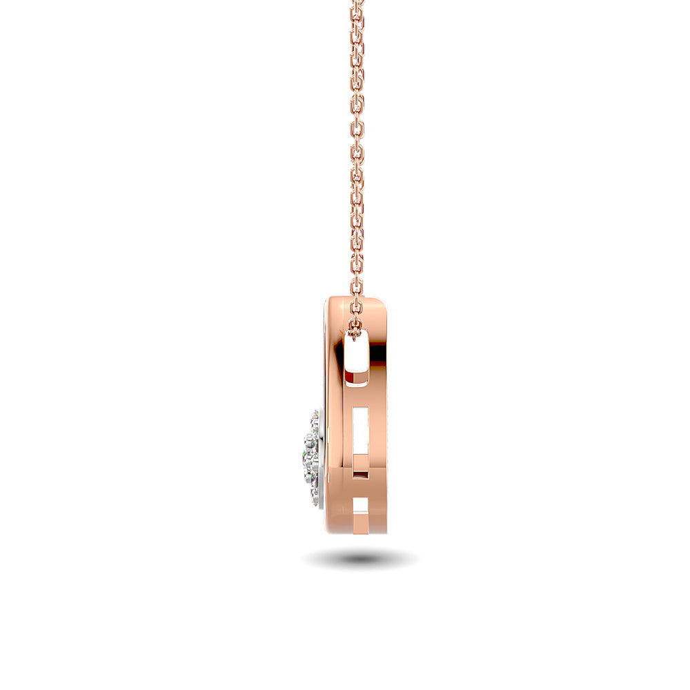 Diamond Tear Shape Pendant 1/10 ct tw Round Cut in 10K Rose Gold