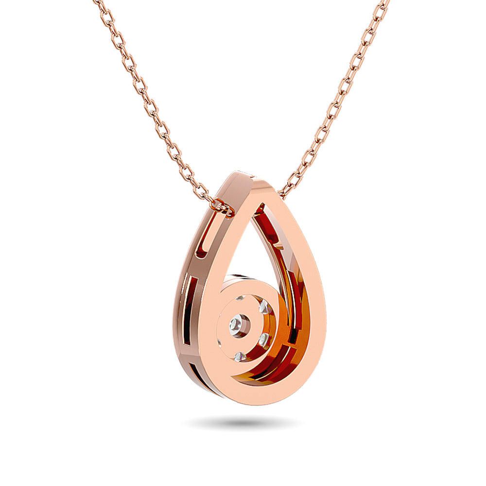 Diamond Tear Shape Pendant 1/10 ct tw Round Cut in 10K Rose Gold