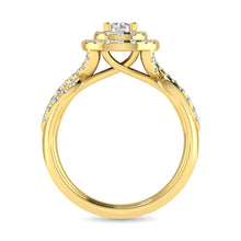 Load image into Gallery viewer, Diamond  Twist Shank Double Halo Bridal Ring 1 ct tw Round Cut in 14K Yellow Gold