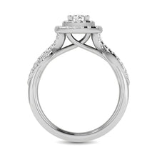 Cargar imagen en el visor de la galería, Diamond Twist Shank Double Halo Bridal Ring 3/4 ct tw Round Cut in 14K White Gold