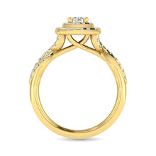 Load image into Gallery viewer, Diamond  Twist Shank Double Halo Bridal Ring 1 ct tw Round Cut in 14K Yellow Gold