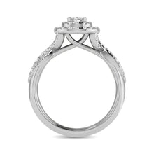 Cargar imagen en el visor de la galería, Diamond Twist Shank Double Halo Bridal Ring 3/4 ct tw Oval Cut in 14K White Gold