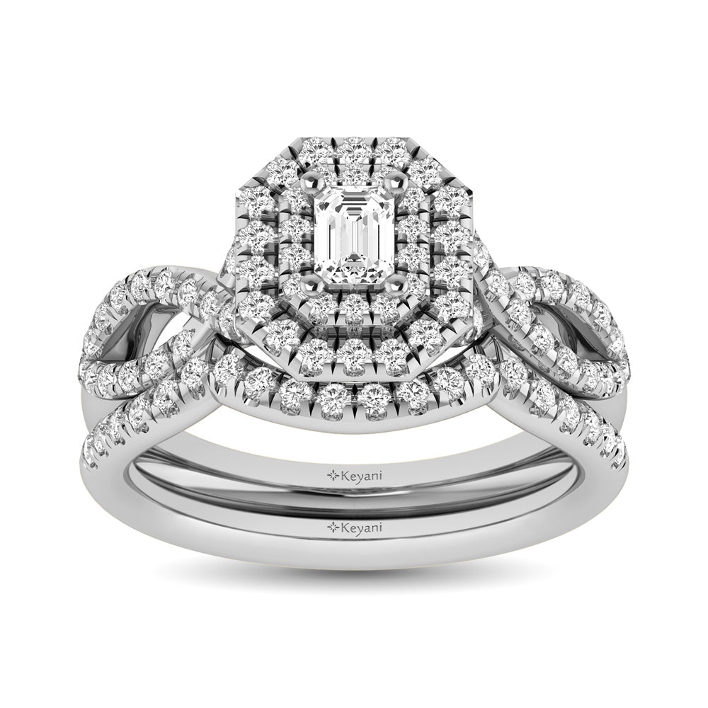 14K White Gold 1 Ct.Tw. Diamond Bridal Rings