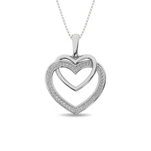 Load image into Gallery viewer, Diamond Duel Heart Pendant 1/10 ct tw in Sterling Silver