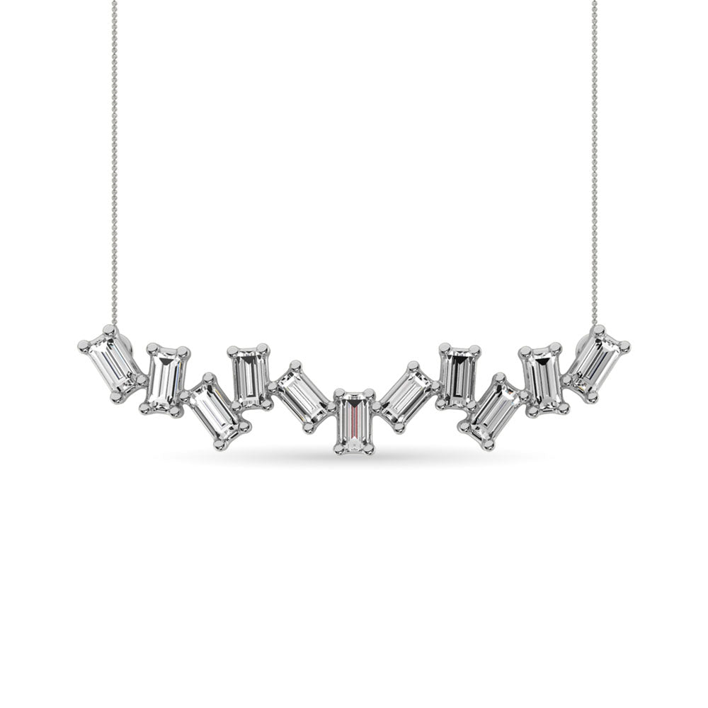 Diamond 1/10 Ct.Tw. Baguette Fashion Necklace in 10K White Gold