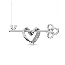 Load image into Gallery viewer, Diamond 1/20 ct tw Heart and Key Necklace in Sterling Silver