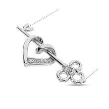 Load image into Gallery viewer, Diamond 1/20 ct tw Heart and Key Necklace in Sterling Silver