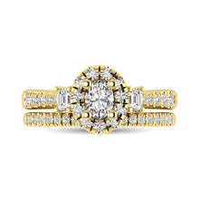 Cargar imagen en el visor de la galería, Diamond Classic Shank Single Halo Bridal Ring 1 ct tw Oval Cut in 14K Yellow Gold