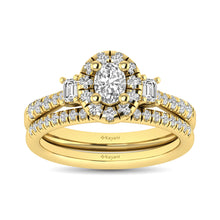 Cargar imagen en el visor de la galería, Diamond Classic Shank Single Halo Bridal Ring 1 ct tw Oval Cut in 14K Yellow Gold