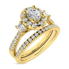 Cargar imagen en el visor de la galería, Diamond Classic Shank Single Halo Bridal Ring 1 ct tw Oval Cut in 14K Yellow Gold