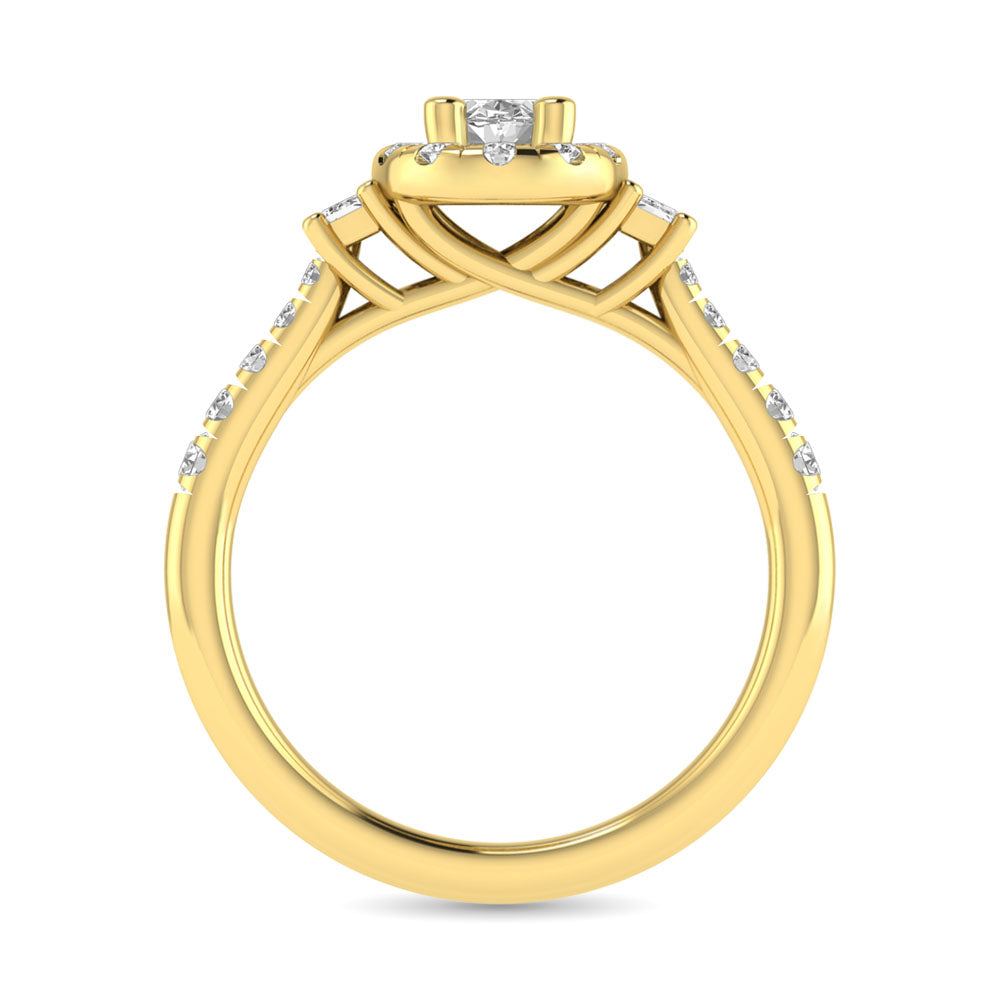 Diamond Classic Shank Single Halo Bridal Ring 1 ct tw Oval Cut in 14K Yellow Gold