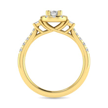 Cargar imagen en el visor de la galería, Diamond Classic Shank Single Halo Bridal Ring 1 ct tw Oval Cut in 14K Yellow Gold