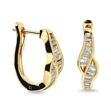 Load image into Gallery viewer, Diamond 1/3 Ct.Tw. Straight Baguette Hoop Earrings in 14K Yellow Gold