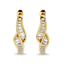 Load image into Gallery viewer, Diamond 1/3 Ct.Tw. Straight Baguette Hoop Earrings in 14K Yellow Gold