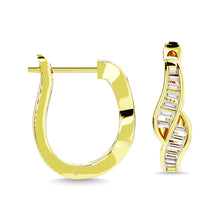 Cargar imagen en el visor de la galería, Diamond 1/3 Ct.Tw. Straight Baguette Hoop Earrings in 14K Yellow Gold