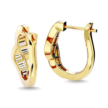 Load image into Gallery viewer, Diamond 1/3 Ct.Tw. Straight Baguette Hoop Earrings in 14K Yellow Gold