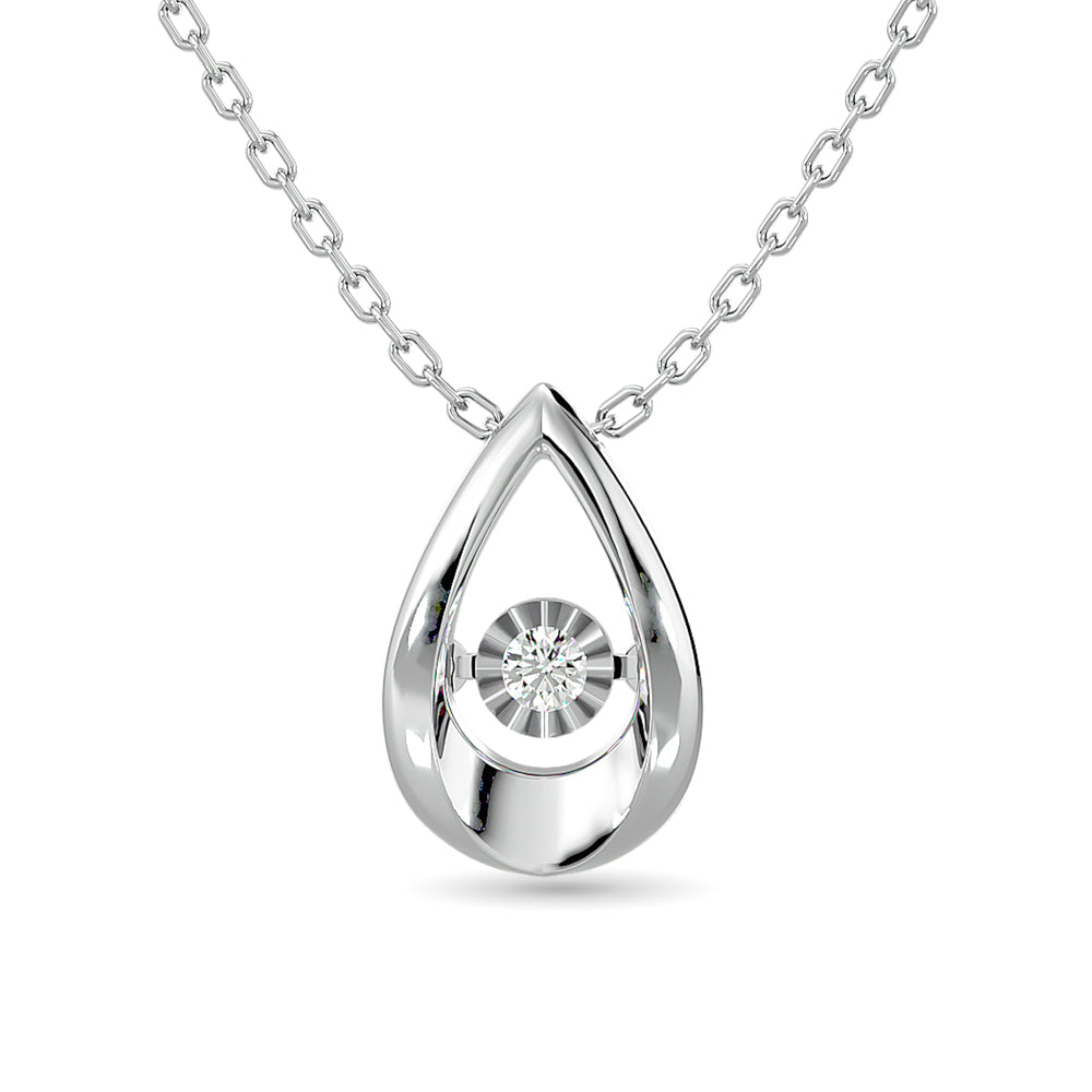 Diamond Shimmering Drop Pendant 1/20 ct tw in Sterling Silver