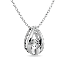 Load image into Gallery viewer, Diamond Shimmering Drop Pendant 1/20 ct tw in Sterling Silver