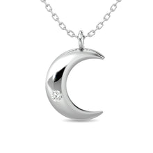 Load image into Gallery viewer, Diamond 1/20 ct tw Moon Pendant in Sterling Silver