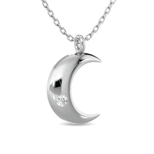 Cargar imagen en el visor de la galería, Diamond 1/20 ct tw Moon Pendant in Sterling Silver