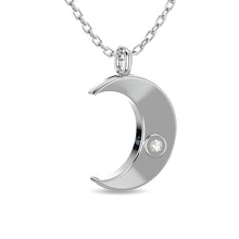 Cargar imagen en el visor de la galería, Diamond 1/20 ct tw Moon Pendant in Sterling Silver